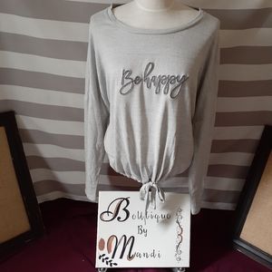 XL Be Happy Soft Comfy Lounge Grey Top